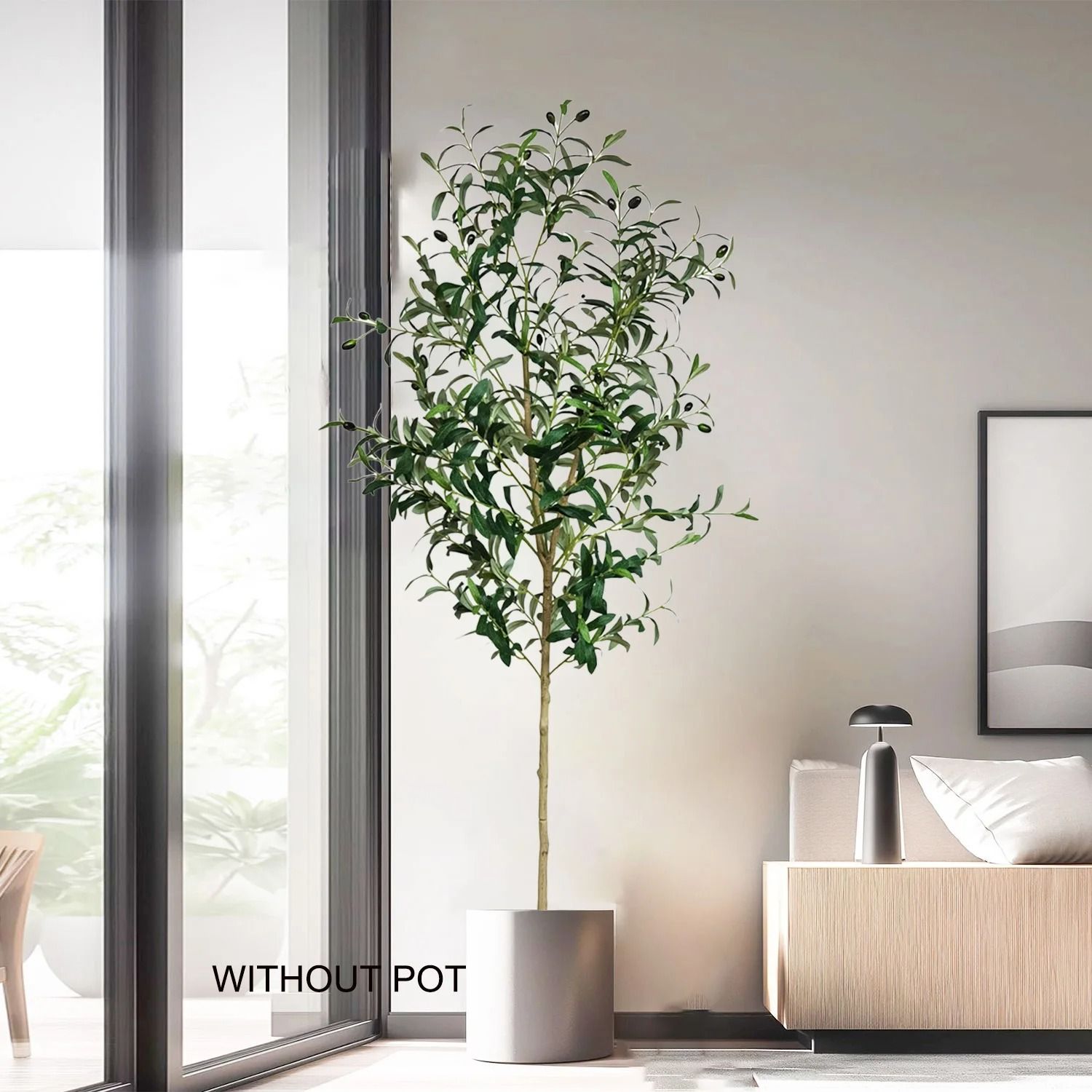 Premium Artificial Olive Tree Branch | Modern Minimalist Mediterranean Fake Plant