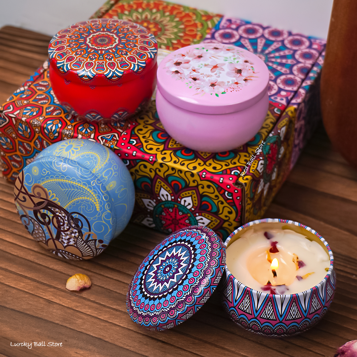 Soy Candles Gift Set, 4Pcs Box with Dried Flowers, Long Lasting Scented Jar Candles for Home, Romantic Decor