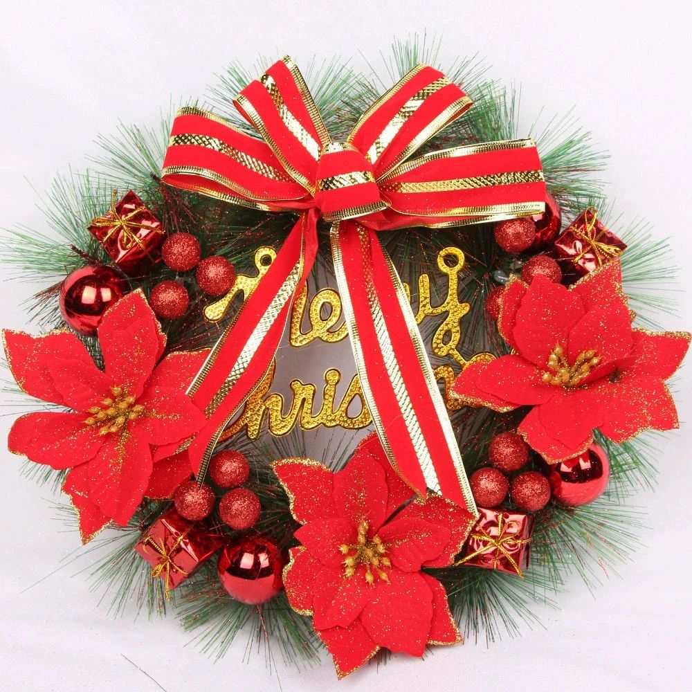 Pink Christmas Pine Wreath Door Hanging Holiday Decoration