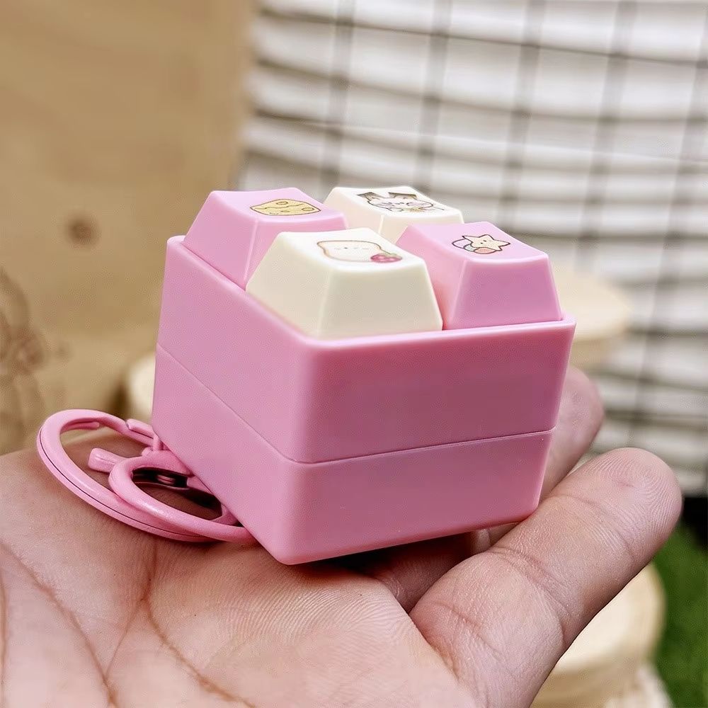 Fun Cartoon Squeeze Music Four-Square Merit Button Keychain
