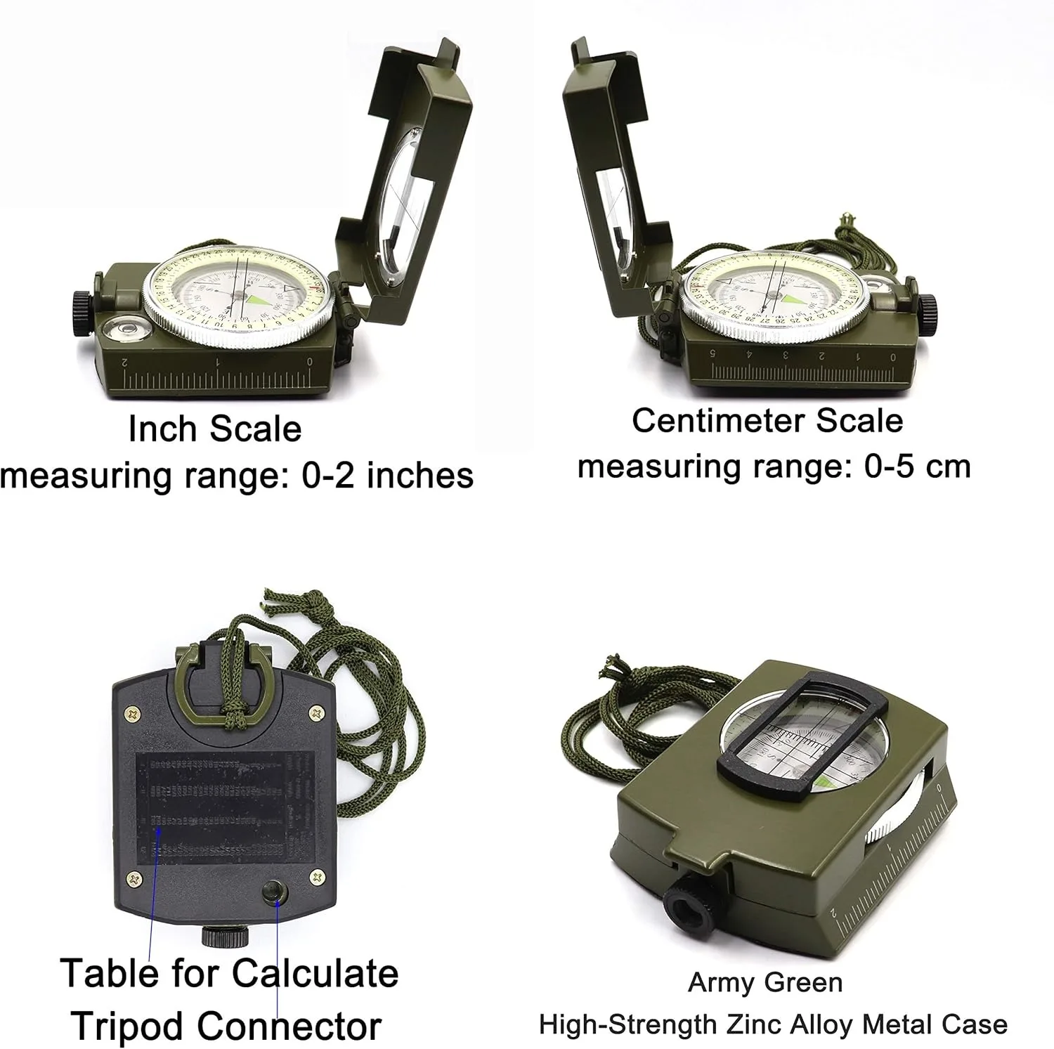 Precision Tactical Survival Compass Waterproof Military Lensatic Navigation Tool