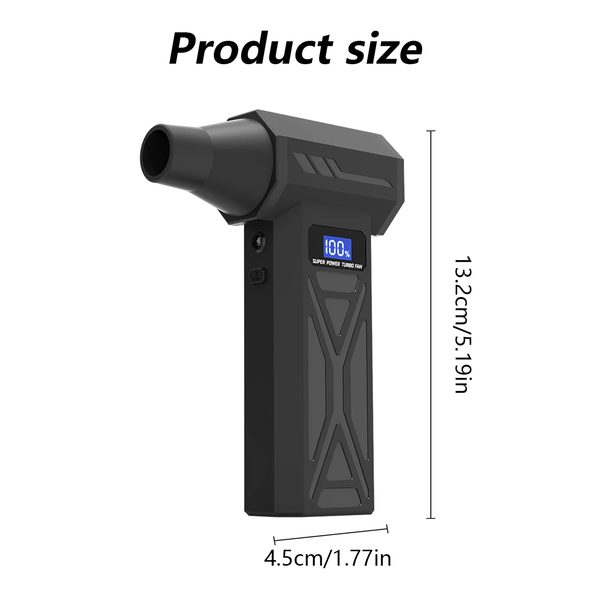 Cordless Air Duster, Turbo Jet Blower, Adjustable Air Blower with LED Light and Battery Display