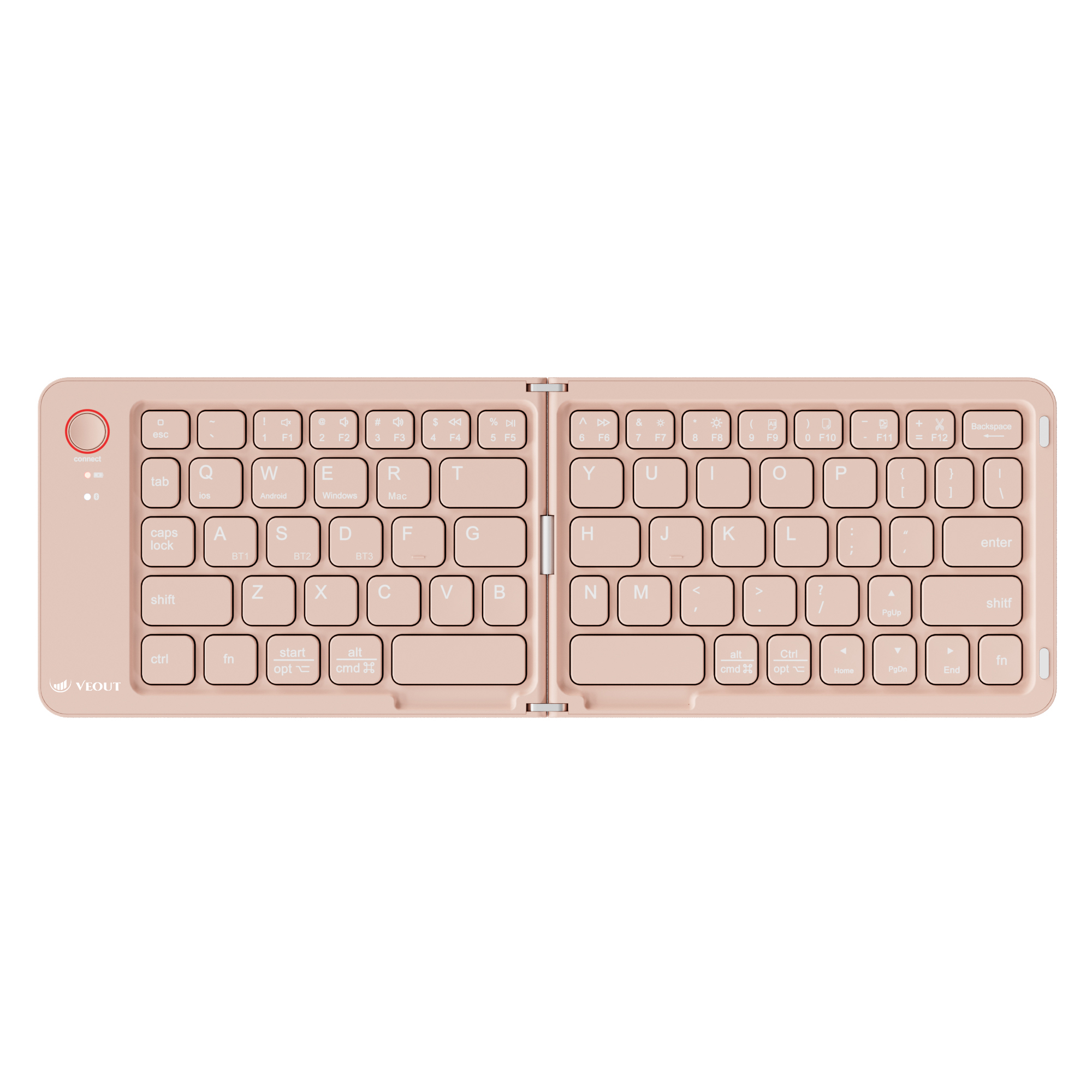Compact Wireless VEOUT Folding Keyboard Black White Pink Purple, Portable Bluetooth Keyboard for iPhone Android Tablet