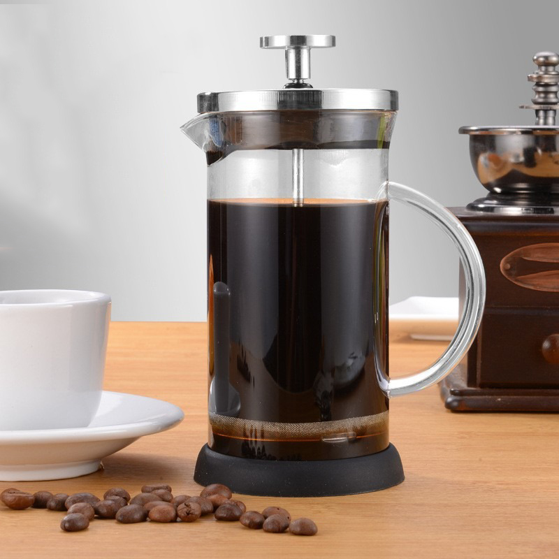 High Borosilicate Glass Coffee French Press Pot with Filter, Hand Punch Design for Brewing Coffee, Tea, and Milk