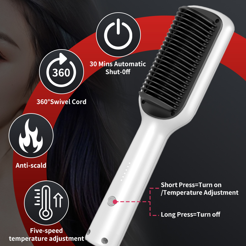 Top Hot Sale Hair Straightener 2 in 1 Mini Brush, Professional Hair Flat Iron Comb, Travel Styling Tool