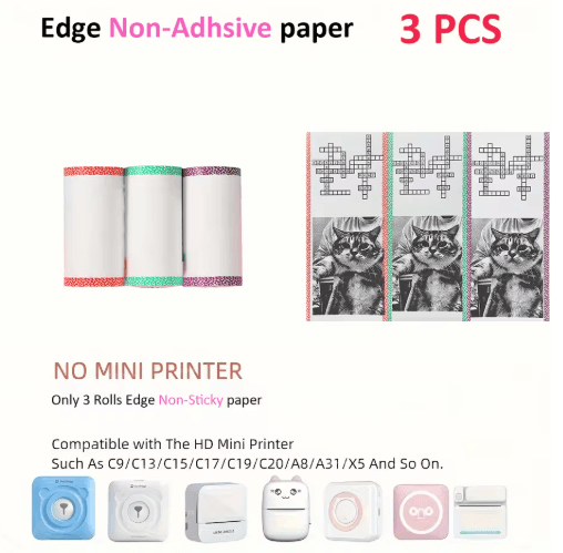 Kids Instant Camera Thermal Paper Refill Rolls, BPA-Free 57by25mm (White, Non-Adhesive)