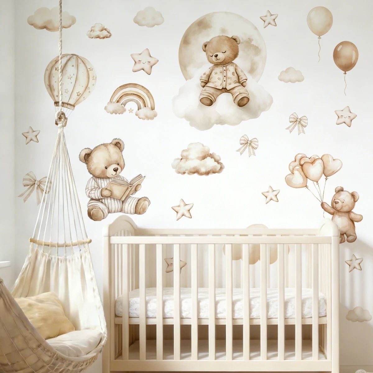 Boho Teddy Bear Balloon Wall Sticker Decal