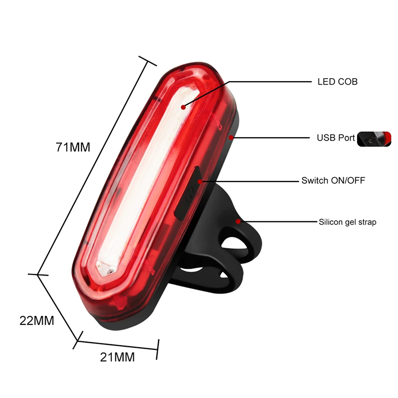 Bright USB Rechargeable Cycling Tail Light LED Rear Bike Safety Light
