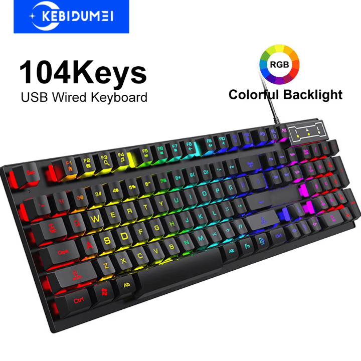 VortexBlade 104 – RGB Wired Gaming Keyboard (104 Keys, Mechanical Feel for Windows & Laptop)