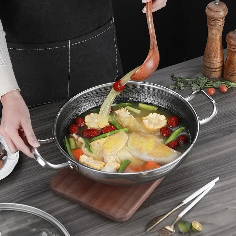 304 Stainless Steel Honeycomb Non Stick Soup Pot with Lid