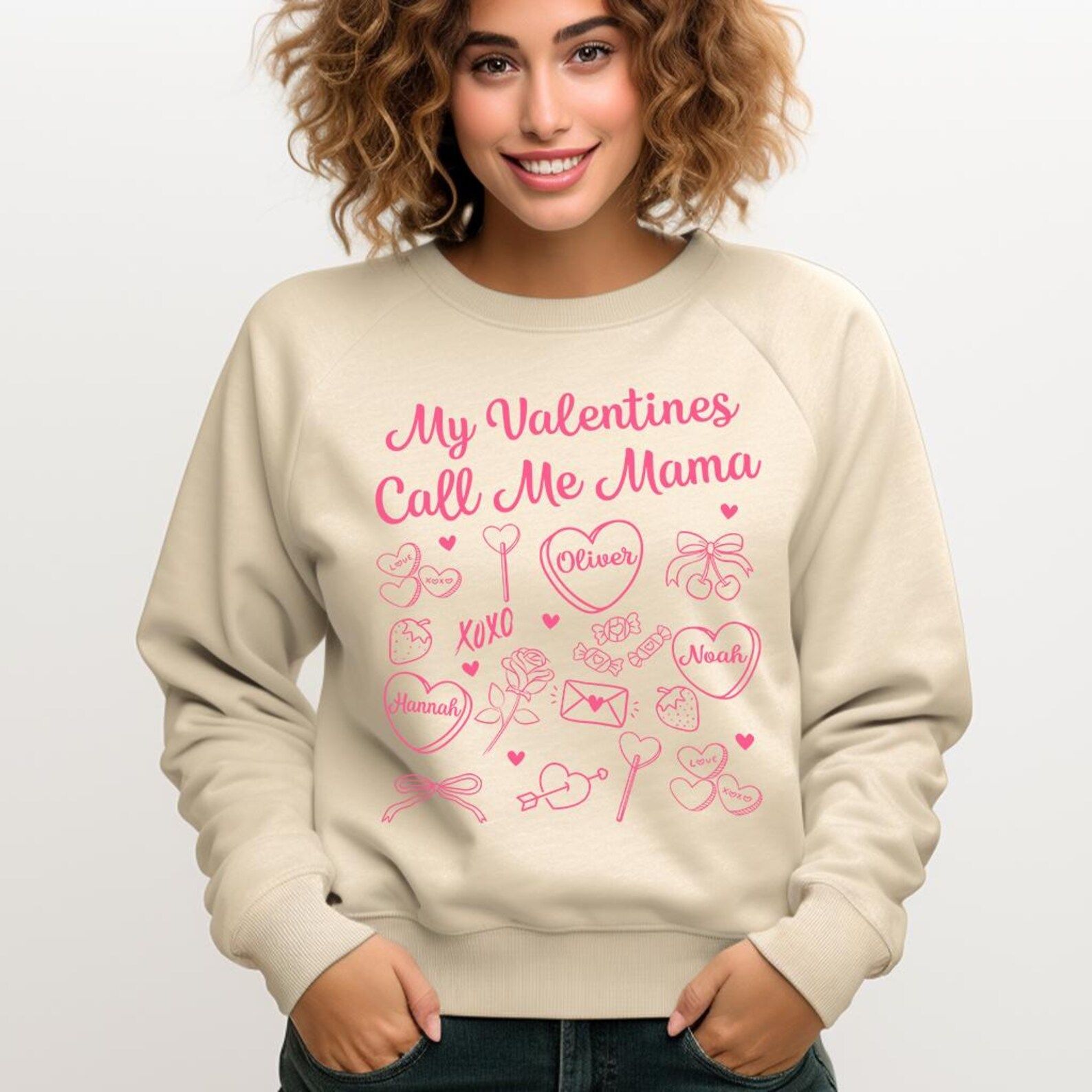 Valentines Mom Sweatshirt | My Valentines Call Me Mama Tee Cozy Mother Love Pullover