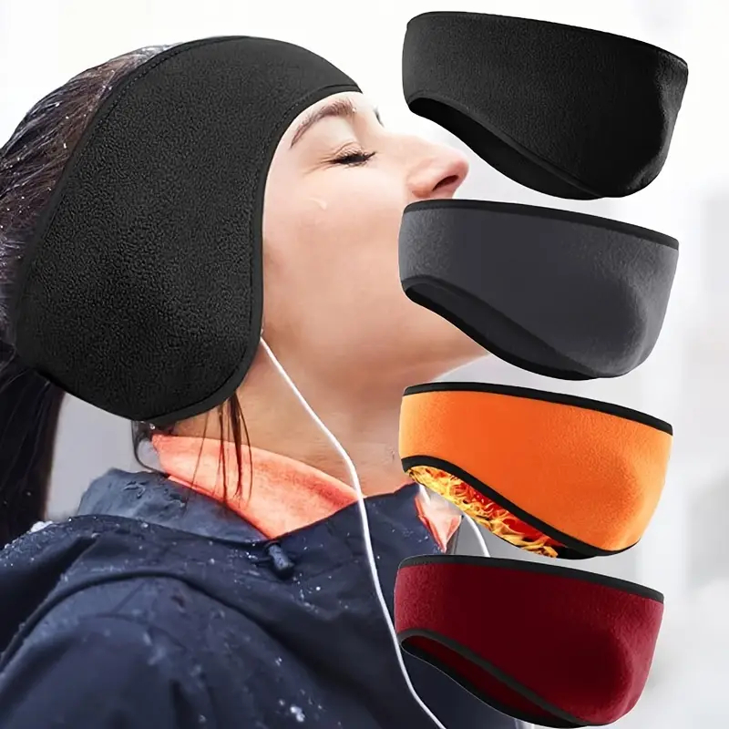 Unisex Fleece Earmuffs Headband – Soft Windproof Ear Warmer for Outdoor Sports