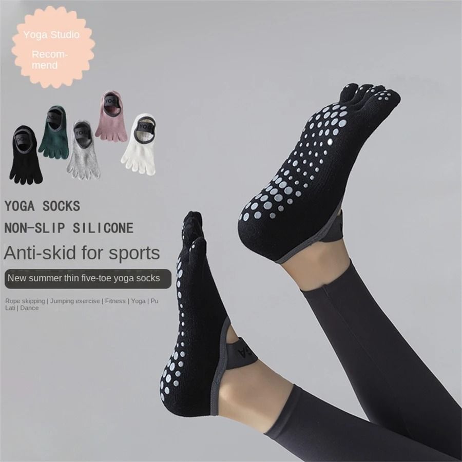 Womens Five Finger Yoga Socks – Non-Slip Cotton Pilates and Fitness Socks