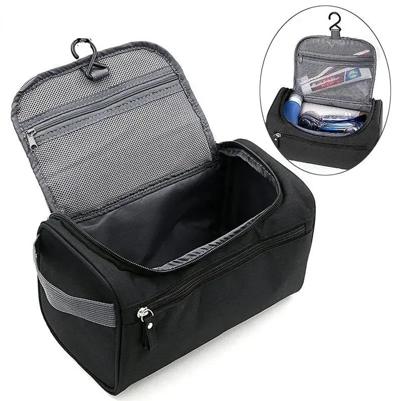 Waterproof Portable Makeup Bag, Unisex Capacity Organizer, Hanging Case for Shaving and Makeup Storage