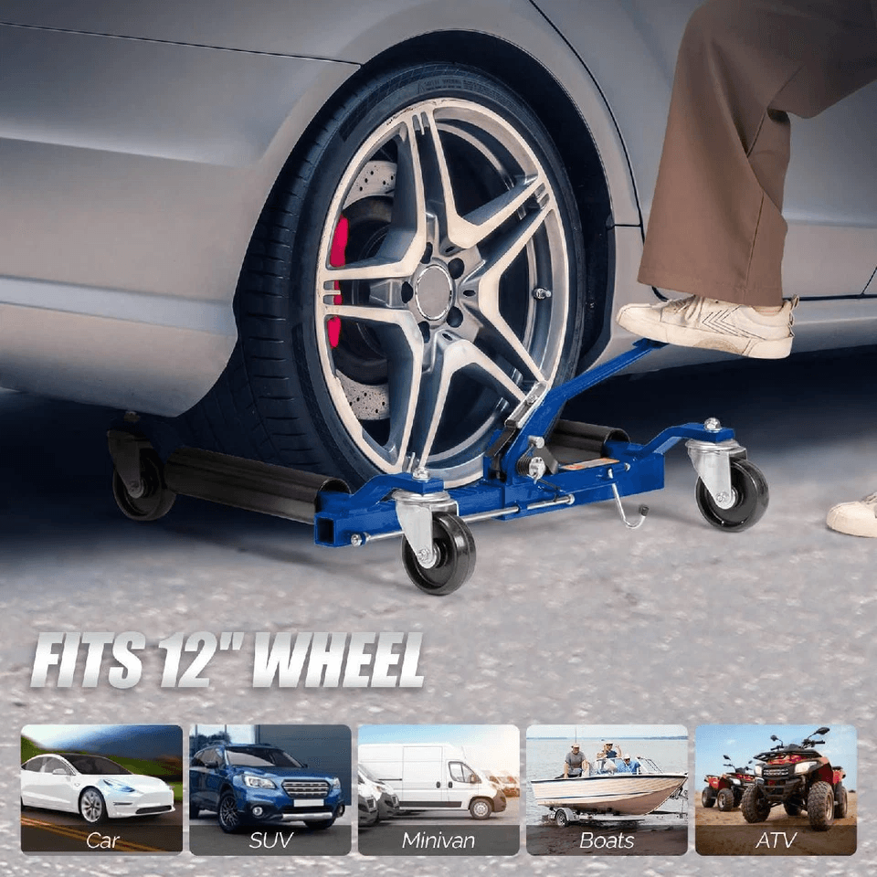 Heavy-Duty Car Skates with Capacity Wheel Dolly Jack for Tire Moving, Steel Vehicle Positioning Tool with Foot Pedal