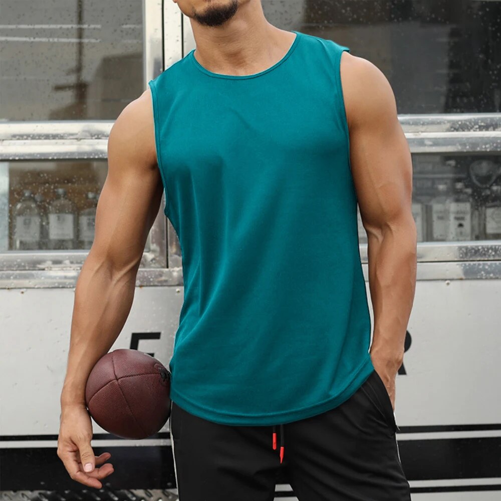 Summer Marathon Quick Dry Running Tank Top, Mens Sleeveless Loose Fit Basketball Training Vest