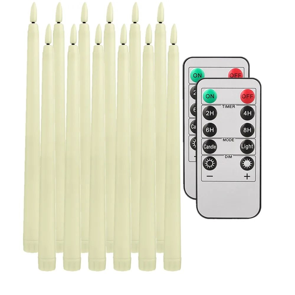 Flameless Taper Candles Set Timer Remote Flickering 6 to 24 Pieces