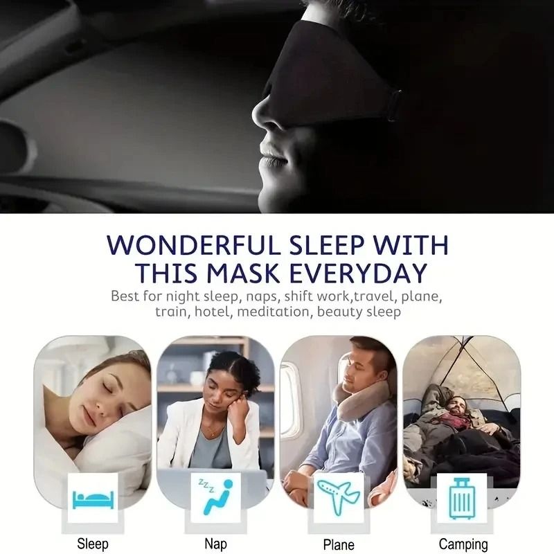 3D Sleep Mask Memory Foam Blackout Eye Mask for Travel and Rest