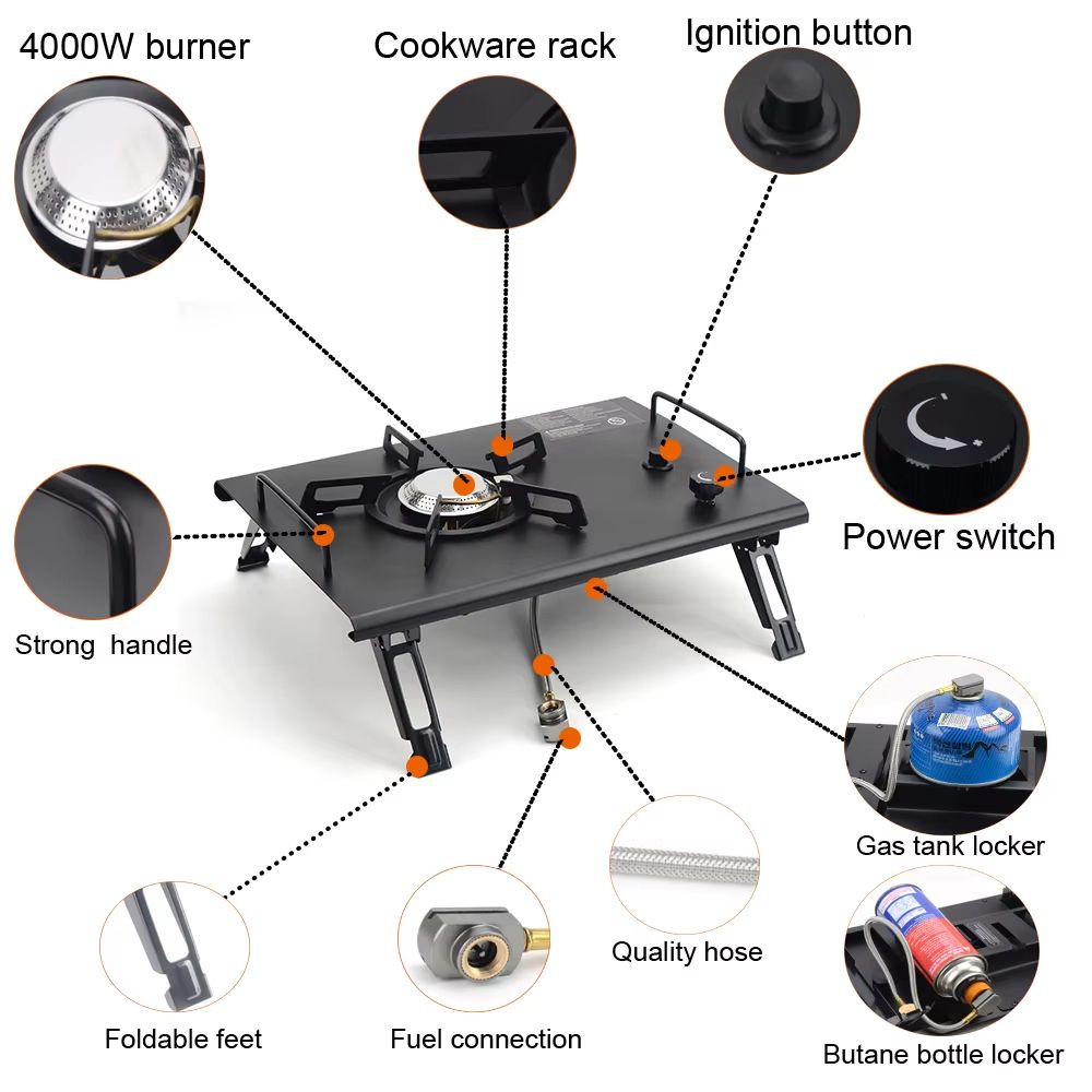 TrailFlex IGT Folding Camp Table with Removable Gas Stove Slot