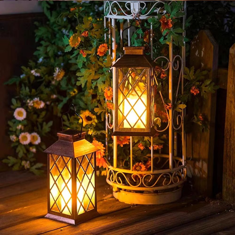 Solar Lantern Outdoor Hanging Lights Waterproof Retro Candle Garden Decor