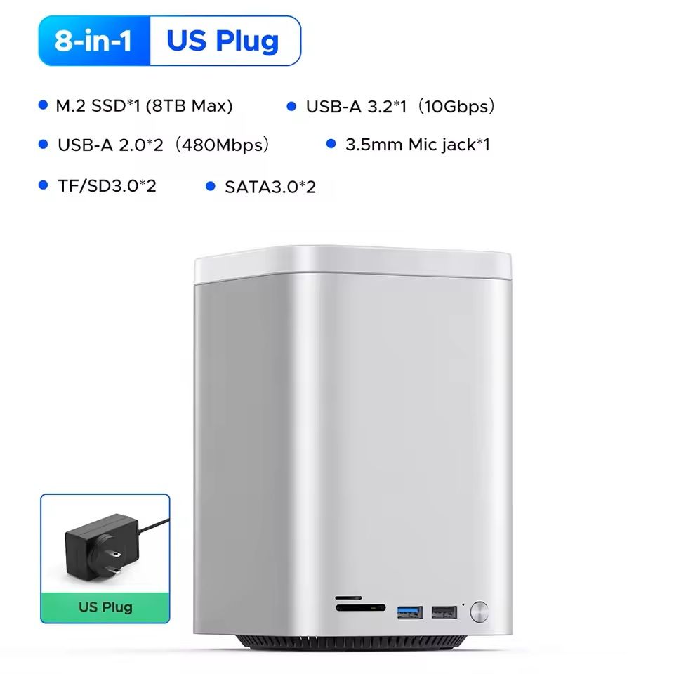 Mini Tower Dock with RAID SSD Case USB 32 Hub 10Gbps Speed