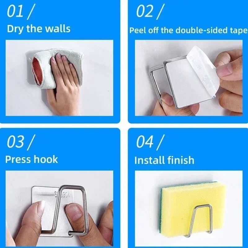 Stainless Steel Kitchen Sponge Sink Drain Drying Rack