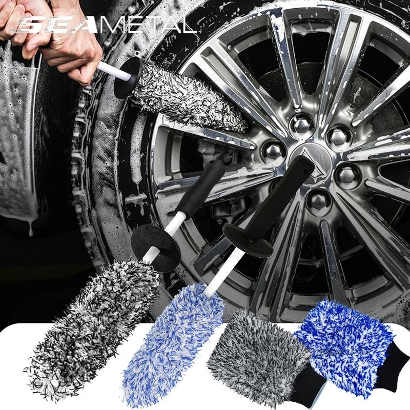 Car Wash Microfiber Wheels Brush Mitt Ultra Soft Non Slip Glove for Vehicle Cleaning