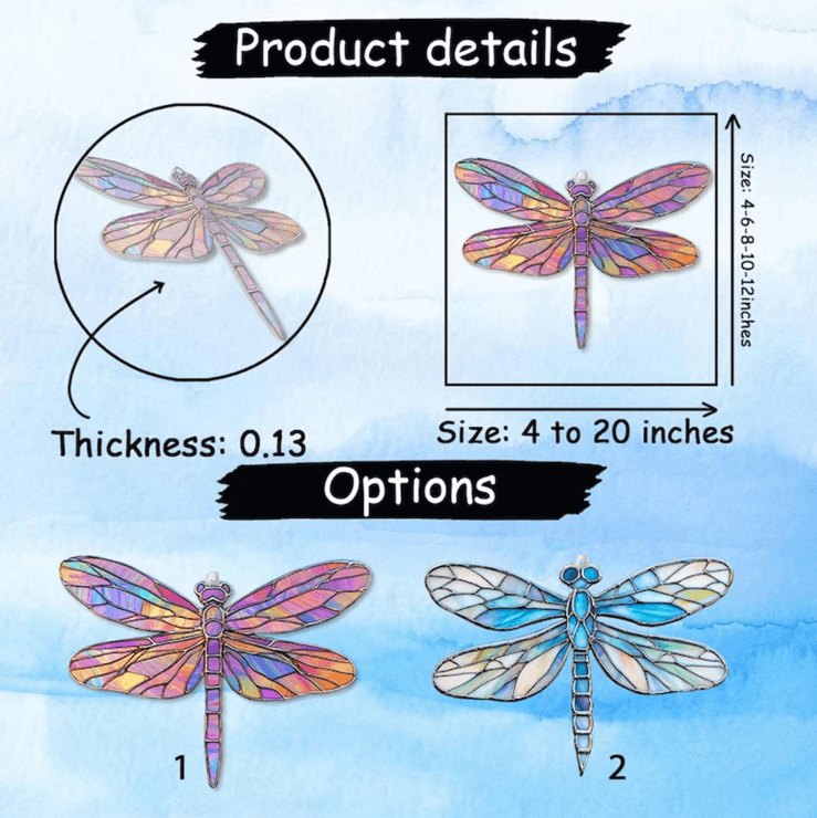 Colorful Acrylic Dragonfly Suncatcher Hanging Window Decor for Home & Garden
