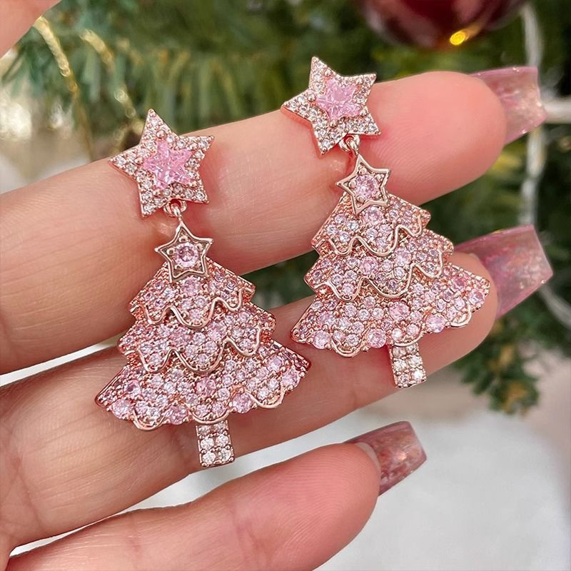 Creative Personalized Girl Gifts, Christmas Tree Star Pendant Earrings Women, Christmas Series Simple Advanced Rotating