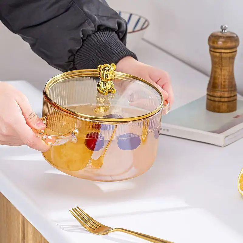 ClearView Heat-Resistant Glass Saucepan with Lid & Dual Handles