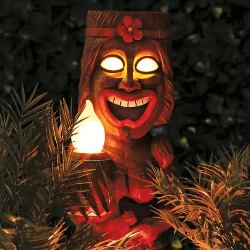 Solar Tiki Totem Garden Statue – Tropical Outdoor Decor with LED Light