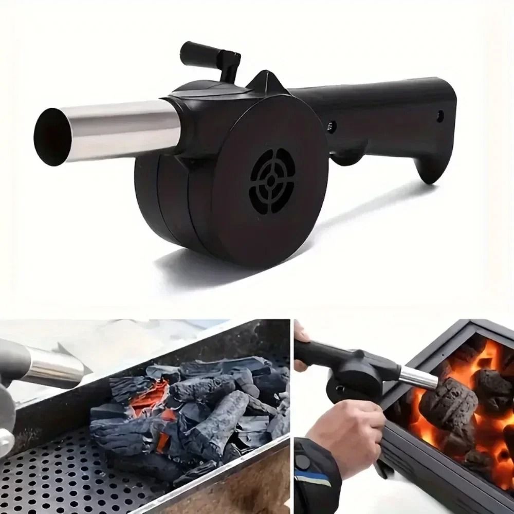 Grill Manual Fan Hand Crank BBQ Fan Portable Air Blower with Handle