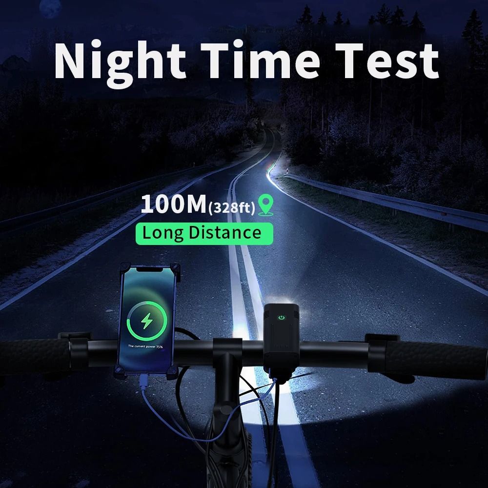 Rechargeable Bike Light Set 10000mAh 3600 Lumens LED Front and Rear Lights