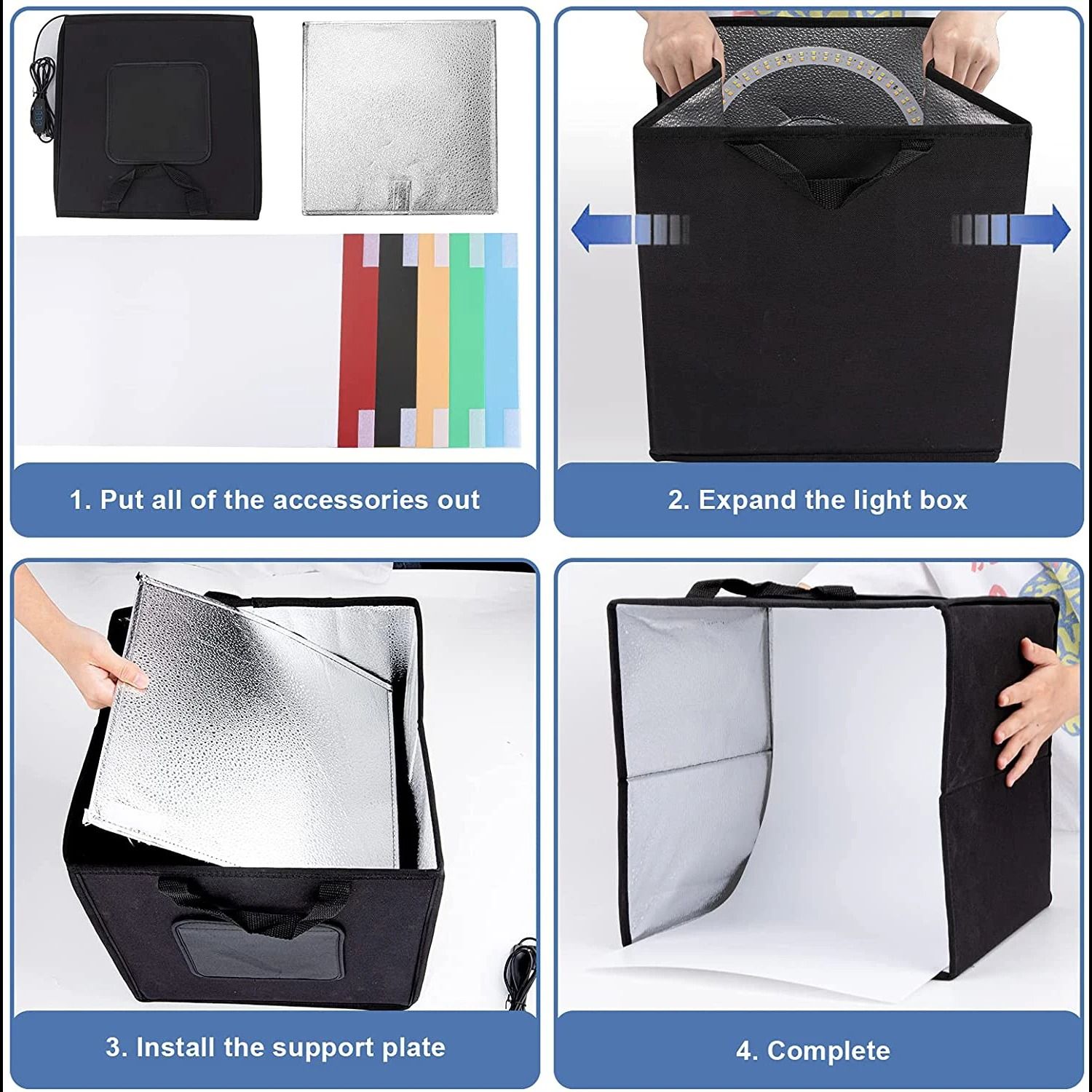 Photo Studio Light Box Kit - 120 LED Lights, 6 Backdrops