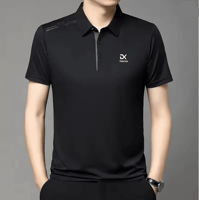 Mens Business Casual Polo Shirt Short Sleeve Breathable Top