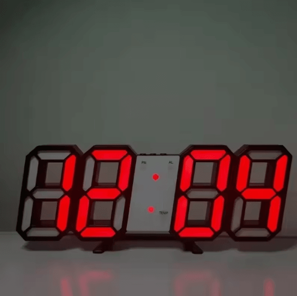 3D LED Digital Wall Clock Alarm Time Date Temperature Display Modern Desk and Wall Clock