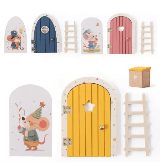 Wooden Fairy Elf Door Mini Dollhouse Decor & Tooth Fairy Door Box