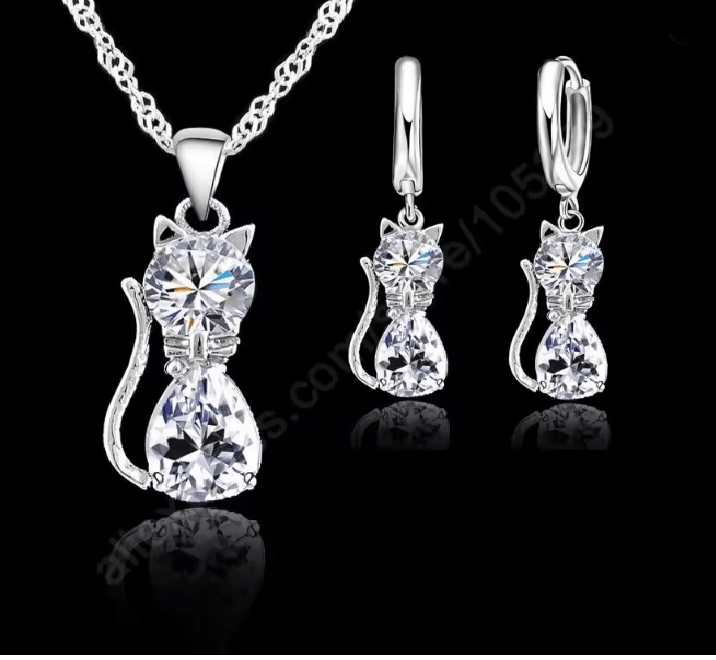 LunaSpark Cat Charm Jewelry Set