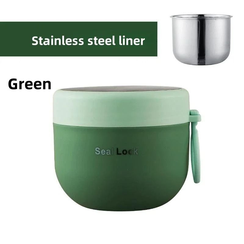 600ml Stainless Steel Lunch Box Reusable Soup Noodle Bowl Microwave Safe Food Container