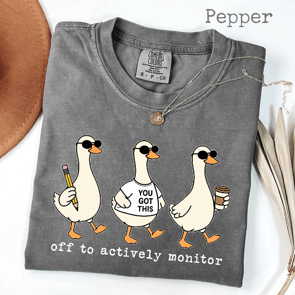 Off to Actively Monitor Shirt Funny Goose Graphic Tee Sarcastic Humor Gift