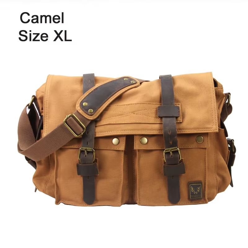 I AM LEGEND Canvas and Genuine Leather Men's Messenger Bag