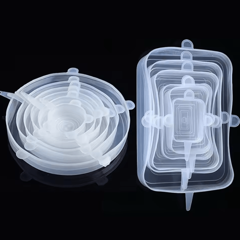 6 Pcs Silicone Cover Stretch Lids Universal Adaptable Kitchen Bowl Caps
