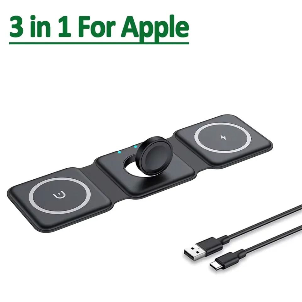 Universal 3-in-1 Magnetic Wireless Charging Pad | Ultra-Portable Fast Charging Dock for iPhone 17 & Apple Watch