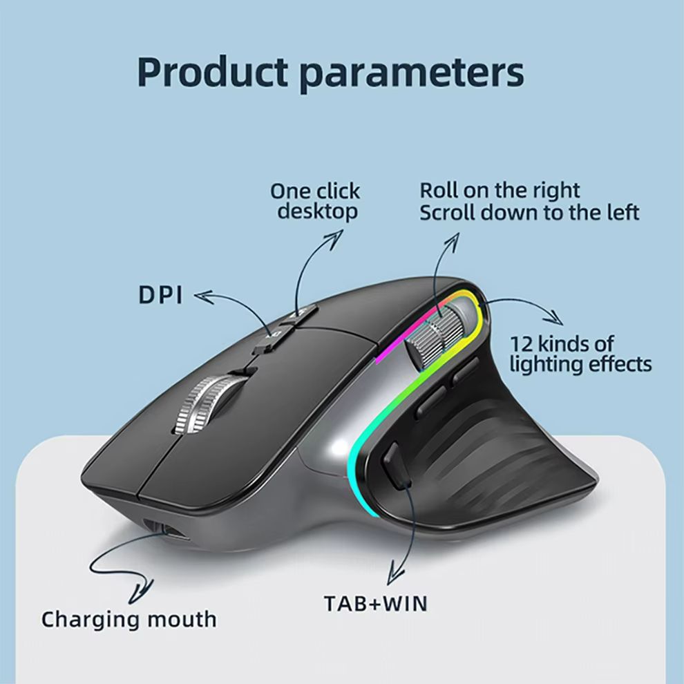 FluxCharge Dual-Mode RGB Gaming Mouse – Bluetooth & 2.4 G Rechargeable