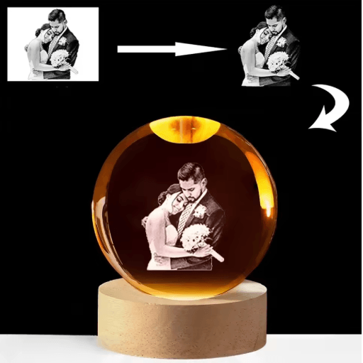 Personalized Custom Crystal Ball Night Light LED Photo Keepsake Lamp