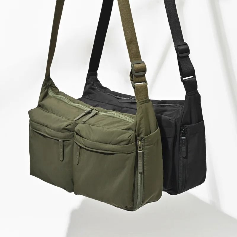 Unisex Nylon Tote Bag Lightweight Water Resistant Multi Pocket Shoulder Tote