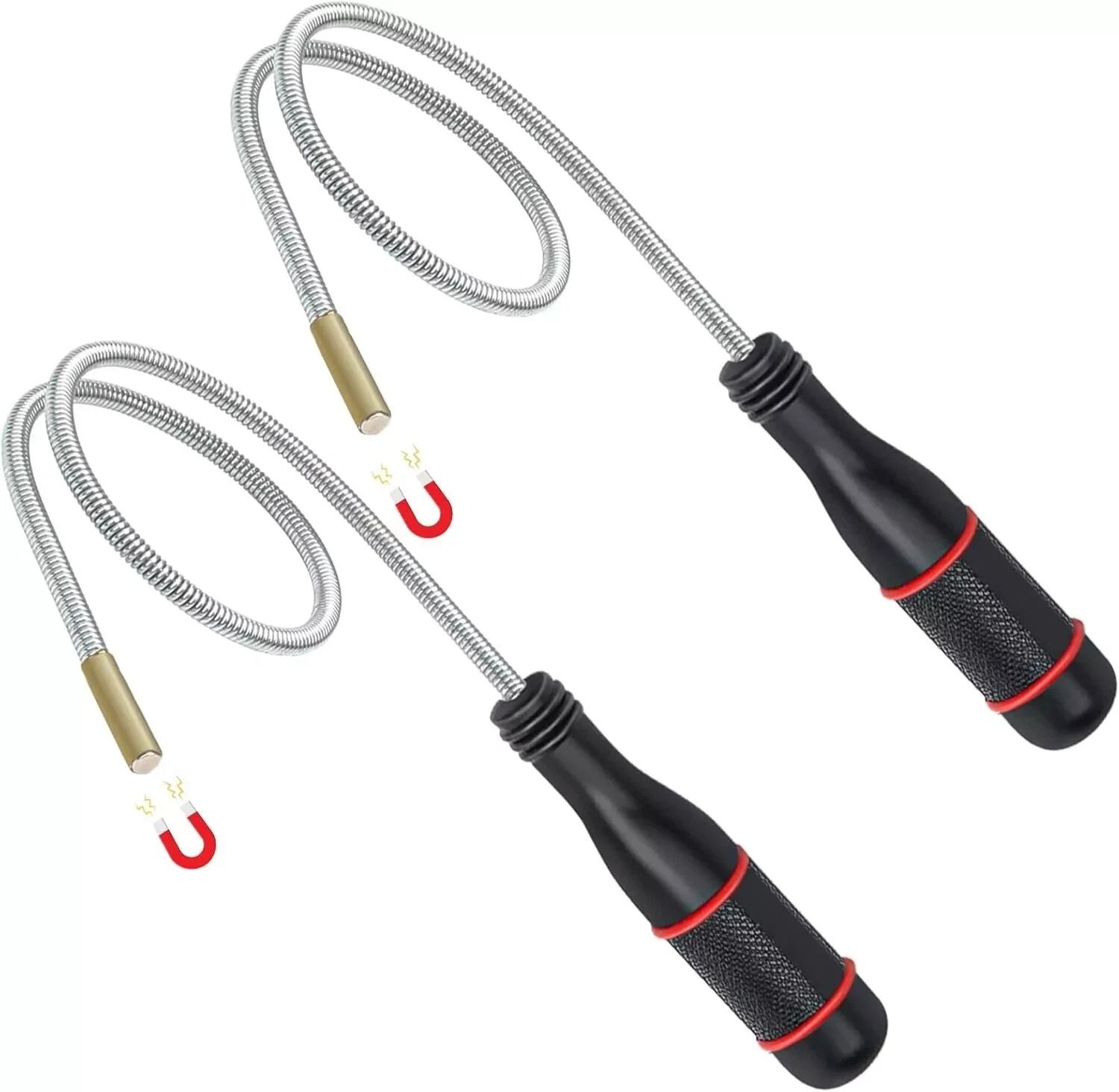 Flexible Grabber Stick, Magnetic Telescoping Pickup Rod Tool, Inspection Sweeper for Tight Spaces