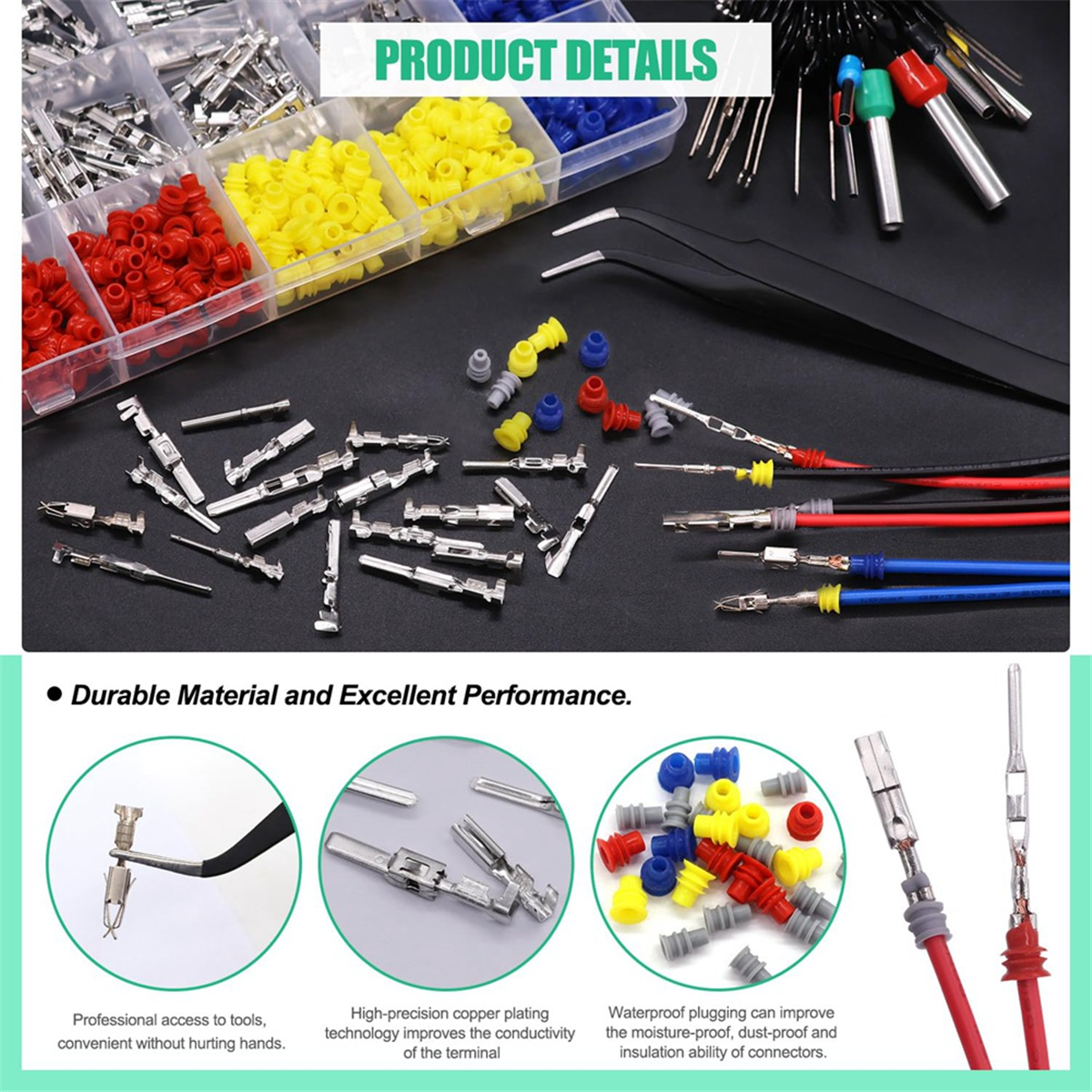 Automotive Connector Pins Kit with Terminal Removal Tool and 300 Wire Seals