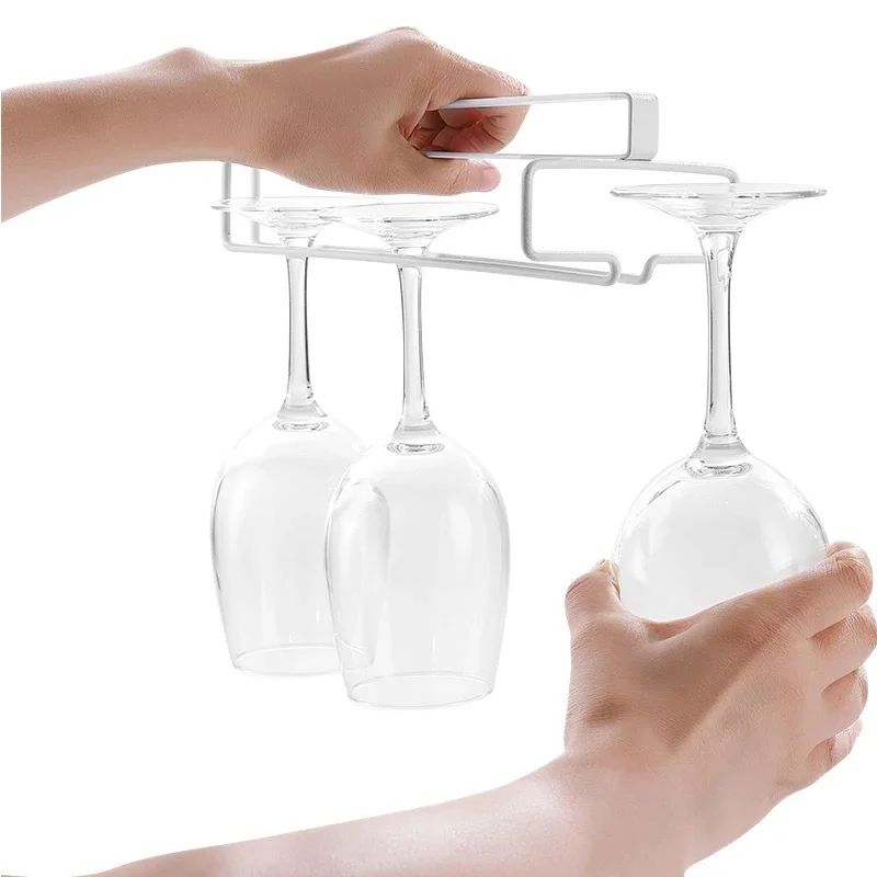 Under Cabinet Wine Glass Holder Metal Hanging Rack