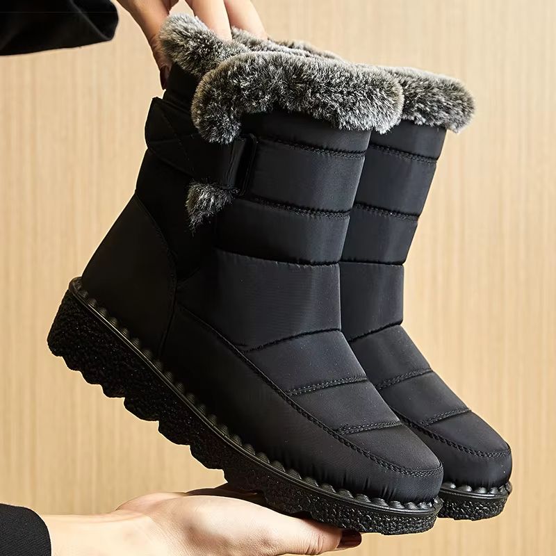 Women Winter Boots Waterproof Fur Lined Ankle Snow Boots Low Heel Warm Shoes 2024 Trend